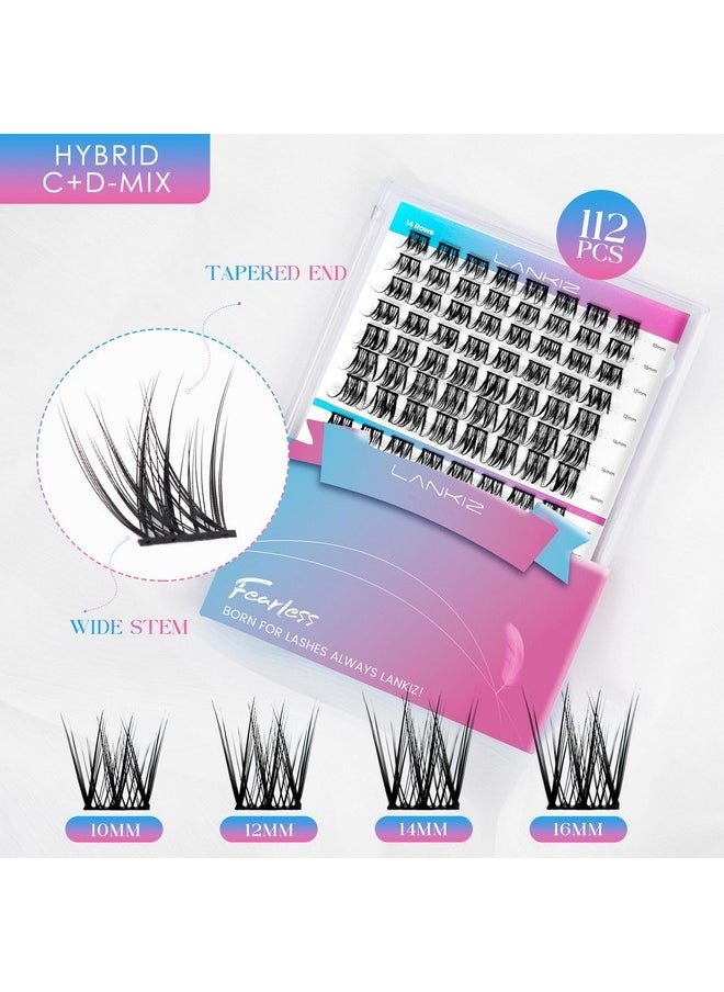 Diy Lash Extensions Wispy, Lash Clusters Individual Lash Extensions, C+ D Mix Curl Soft And Lightweight 10-16Mm Mix Resuale Wide Band+Mix Style Cluster Lashes For Home Use (Hybird/C/D)