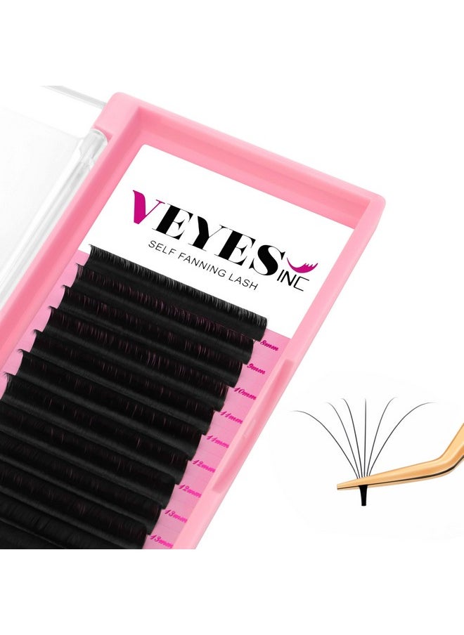 Easy Fan Volume Lash Extensions 03 05 07 J/B/L/C/Cc/D/Dd Curl 8-25Mm Mixed & Single Length Tray, Matte Black Self Fanning Eyelashes, Professional Supplies For Lash Techs (0.05 D 15-20Mm)