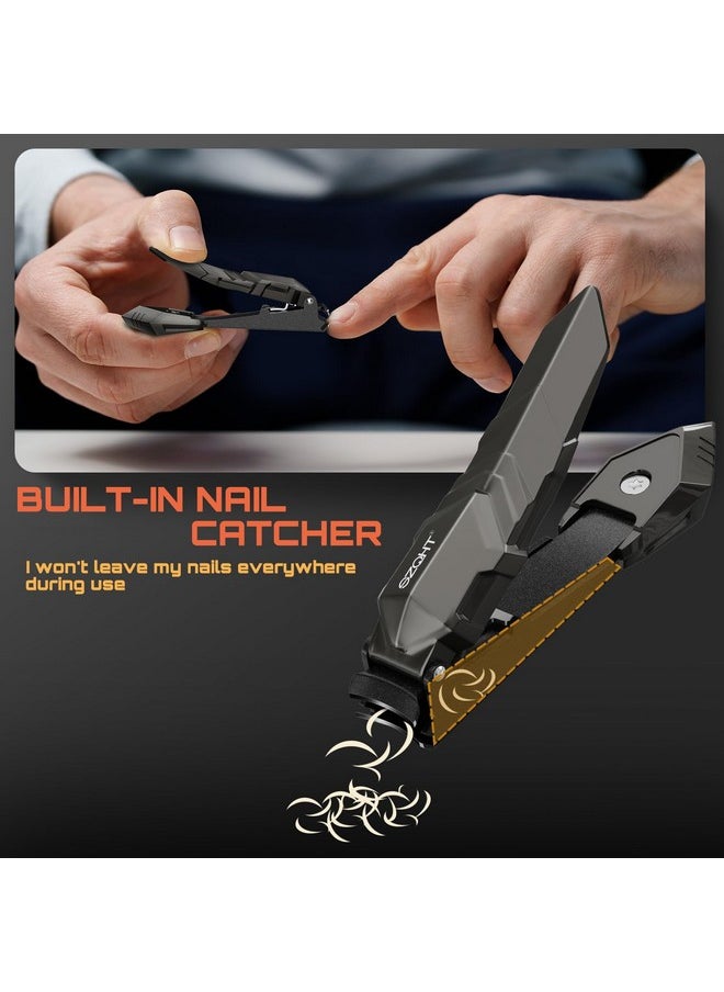 Nail Clippers,Precise And Durable Toe Nail Clippers With Catcher And Nail File,Fingernail Clippers Forthick Nails,Nail Cutter Without Mess For Men And Women(Gray)