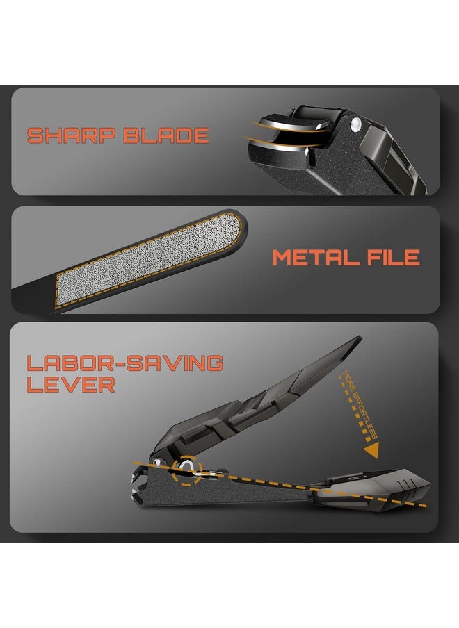 Nail Clippers,Precise And Durable Toe Nail Clippers With Catcher And Nail File,Fingernail Clippers Forthick Nails,Nail Cutter Without Mess For Men And Women(Gray)