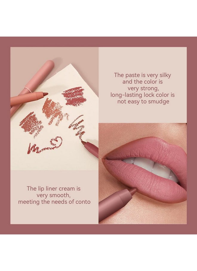 Lip Liner,Creamy Lip Liner Pencil,Long Lasting Lip Liner With Sharpener,Matte Finish,Smooth And Soft,Non Dry,Easy To Use,Cruelty Free,0.02 Oz,06 Fall Into