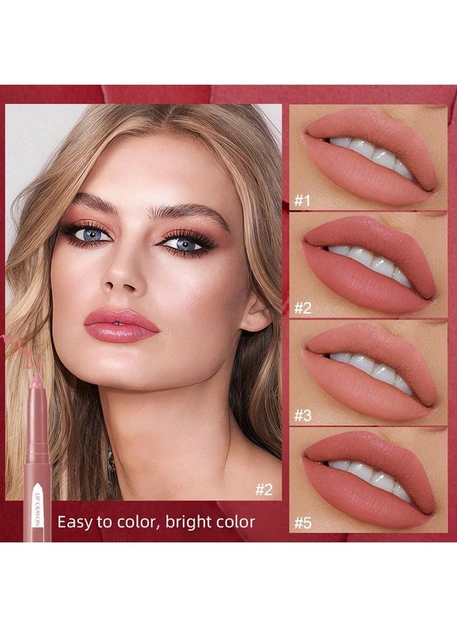 4 Pcs Matte Lip Liner Pencil Sets,Retractable Waterproof Lip Liner Pencil,High Pigmented Lipliner For Daily Makeup,Lipstick Long Lasting Smudge Proof For Women,No Sharpener Required