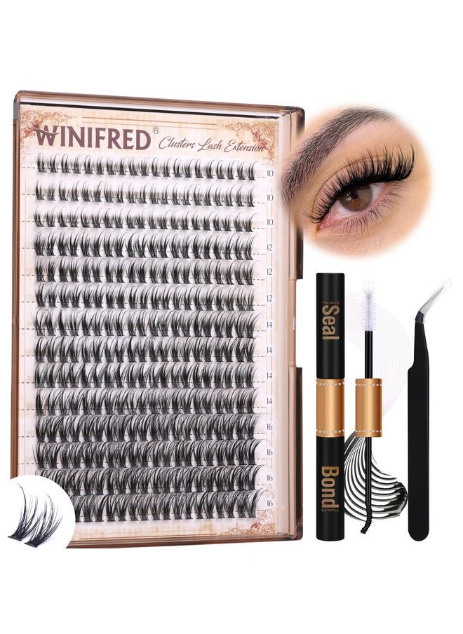 Lash Clusters Kit Wispy Lashes Clusters Eyelash Extensions Kit Natural Individual Lashes C Curl Diy Lash Extension Kit With Lash Bond And Seal Wispy Manga Lash Kit (280Pcs,16Mm)