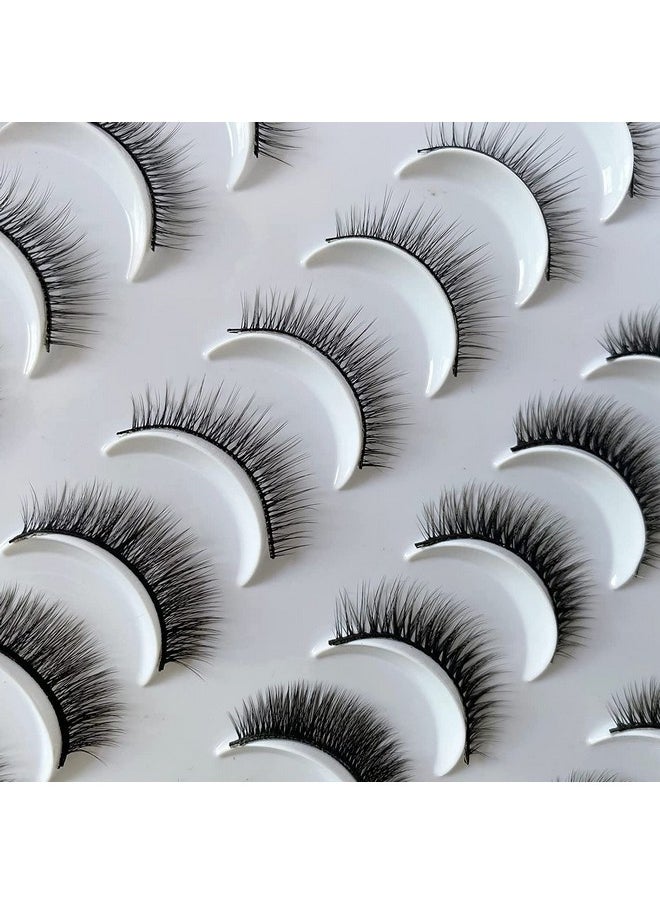 Lashes Short Eyelashes Natural Look Faux Mink Lashes Wispy Medium Length False Eyelashes 9~11Mm Reusable Eye Lashes Pack Variety Styles 20Pairs Black