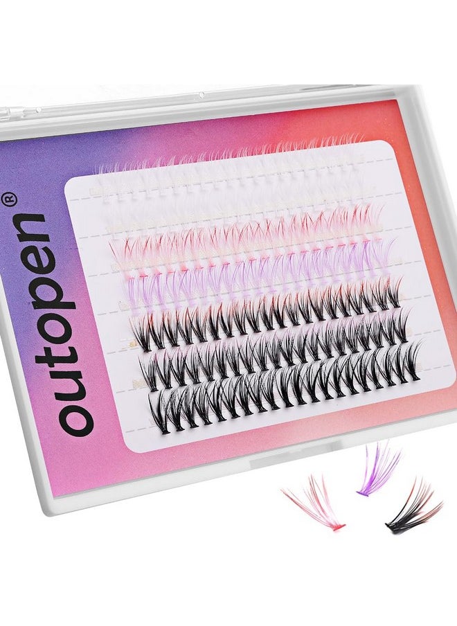 Colored Lashes 14Mm Cluster Lash Extensions 140 Pcs 7 Colored Mixed Eyelashes C Curl Wispy Natural Colorful Cluster Lashes Extension Diy At Home Reusable (14Mm/6 Colors Mixed)