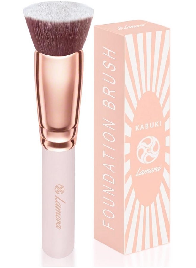 Foundation Brush For Liquid Makeup - Kabuki Face Brush For Cream, Powder, Blush, And Concealer - Flat Top Blending, Buffing, Stippling Brush