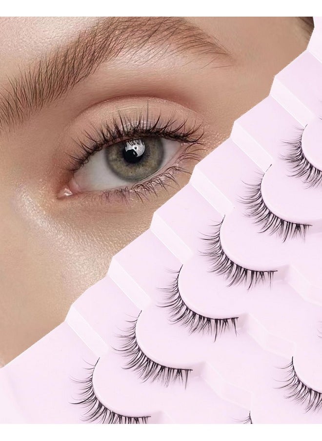 Natural Lashes Short Eyelashes Wispy Lashes Natural Look Soft False Eyelashes False Eye Lashes Faux Mink Eyelashes 7 Pairs D2