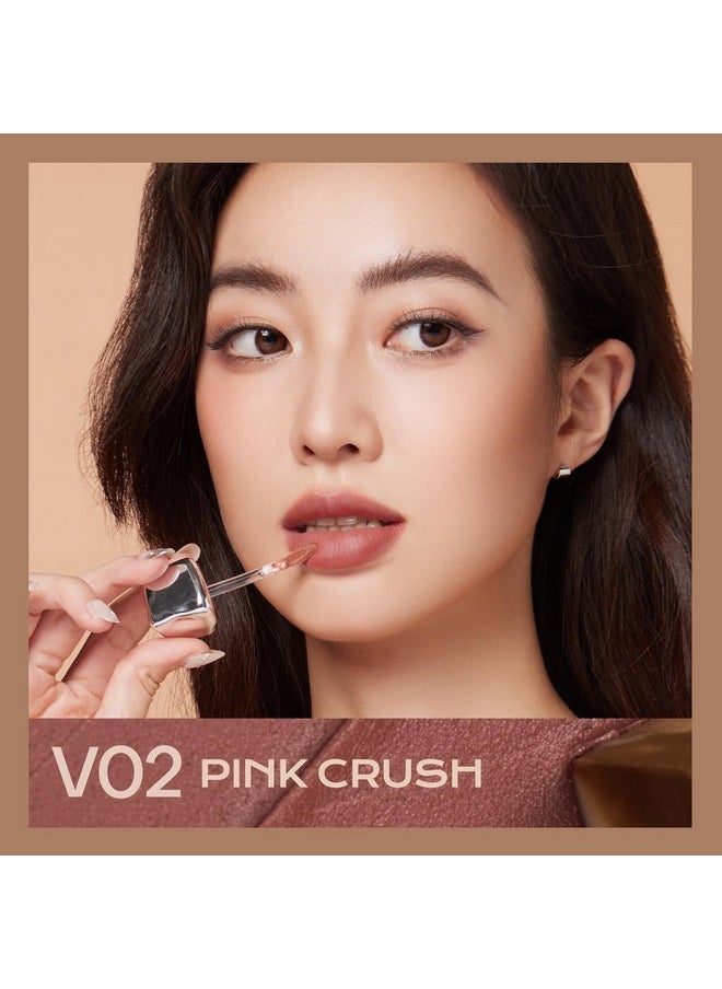 Makeup Velvet Lip Gloss Matte Lip Cream Liquid Lipstick Softening With Hyaluronic Acid Lip Tint, Non-Sticky Lightweight Lip Color V02 Pink Crush 0.1 Fl Oz