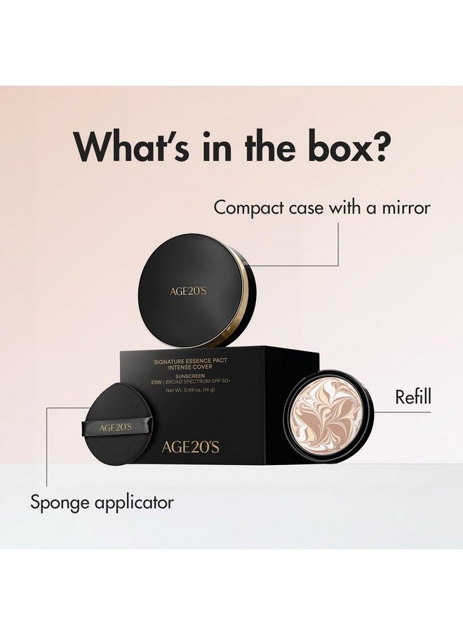 Age20'S Signature Essence Pact Spf 50+ | Cream Foundation, Dewy Finish, Natural Coverage | Korean Cushion Foundation | 1 Refills Included | 13C Porcelain
