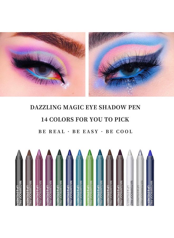 14 Colors Eyeliner Pen Colorful Set, Pearl Eyeliner Kit Metallic Eyeshadow Pencil Matte Glitter Colored Eye-Liner, Long Lasting Professional Eye Makeup Set Colorful Eyeliner Eye Color For Women