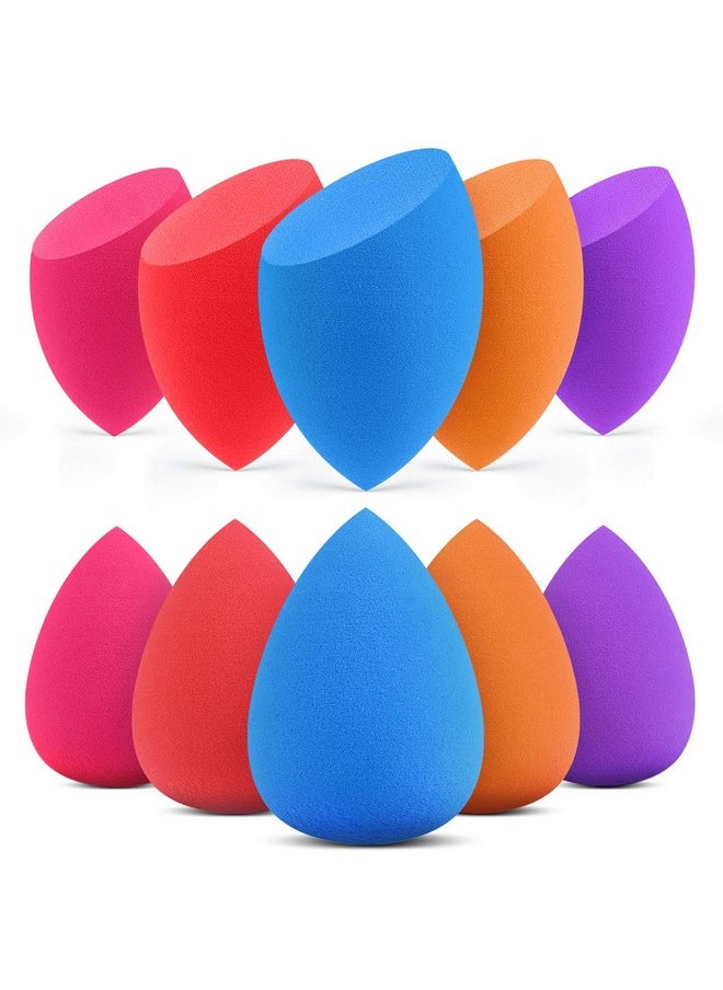 Makeup Sponge, 10 Pcs Makeup Sponges Blender Set Beauty Cosmetic Foundation Blending Applicator Puff, Flawless For Liquid Cream Powder (Multi Colored)