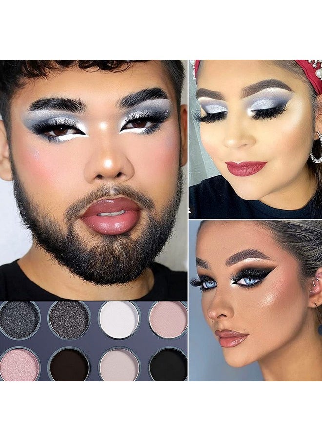Smokey Grey Eyeshadow Palette, Black Gray Smoky Eye Shadow Pallet Goth Halloween Makeup, Matte Shimmer Neutral Silver Eyeshadow Pallets, Long Lasting Natural Nude Makeup Palette, Cruelty Free