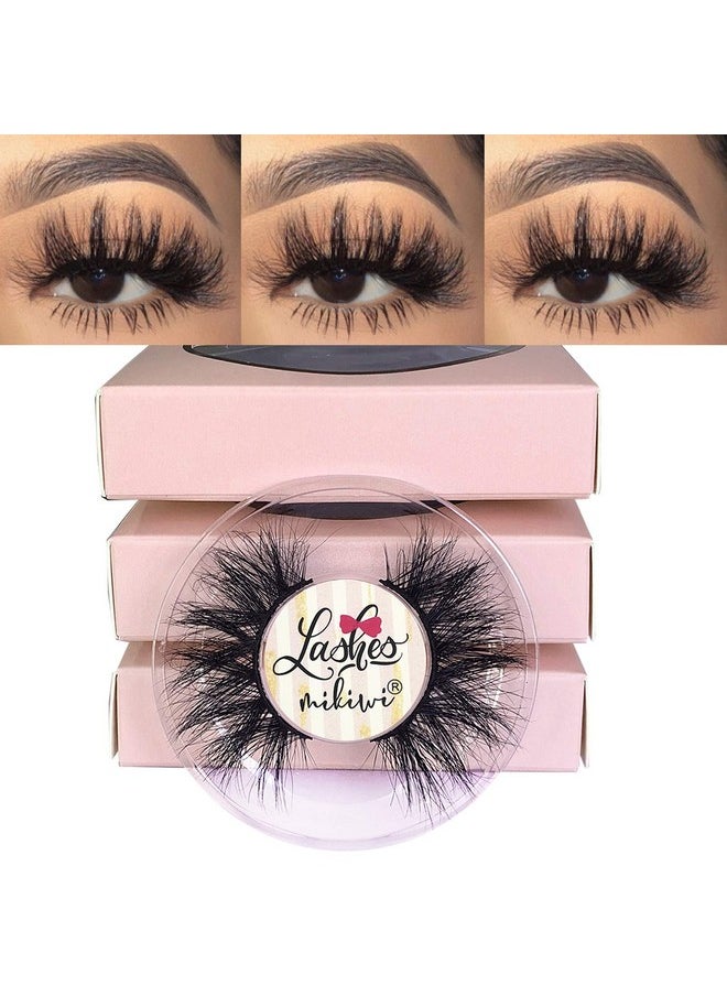 K Lashes, Mikiwi D390-3, 3 Pairs Lashes, Mink Eyelashes, Thick Handmade Full Strip Lashes, Cruelty Free, Luxury Makeup, 20Mm Mink Eyelashes (D390-3)