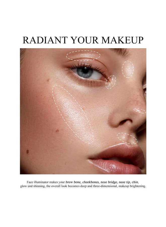 Face Highlighter Palette, High Glossy Face Illuminator Palette, Natural Glow Finish, Pearl Shimmer Smooth Baked Powder, Lasting Sparkling Highlighter Makeup-Dawn Glow