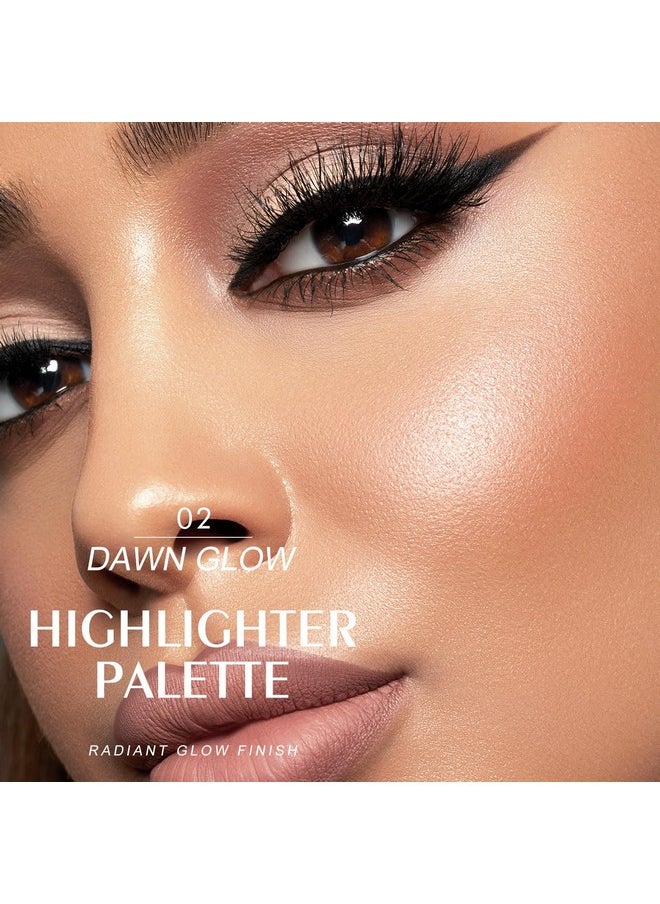 Face Highlighter Palette, High Glossy Face Illuminator Palette, Natural Glow Finish, Pearl Shimmer Smooth Baked Powder, Lasting Sparkling Highlighter Makeup-Dawn Glow