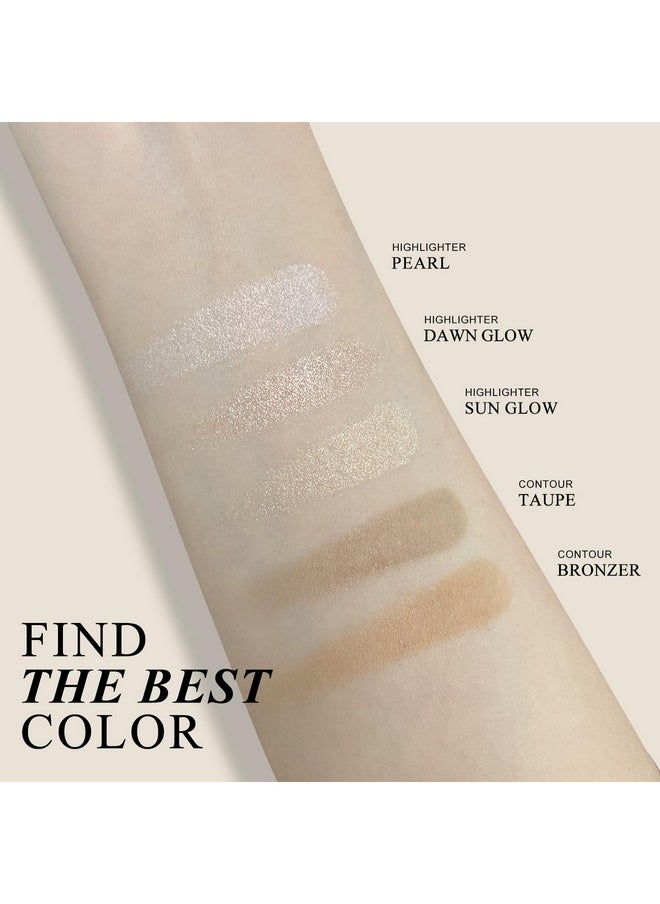 Face Highlighter Palette, High Glossy Face Illuminator Palette, Natural Glow Finish, Pearl Shimmer Smooth Baked Powder, Lasting Sparkling Highlighter Makeup-Dawn Glow