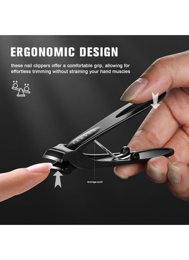 Heavy Duty Wide Jaw Opening Slant Curved Blade Nail Clippers For Men Thick Toenails, Ultra Sharp Professional Grade Toenail Clippers For Ingrown Tough Nails,Seniors