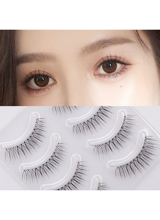 Daily Natural Look False Eyelashes, 4 Pairs Natural Soft Lightweight Comfortable Short Lashes Luxurious Clear Band Handmade False Eyelashes(M12)