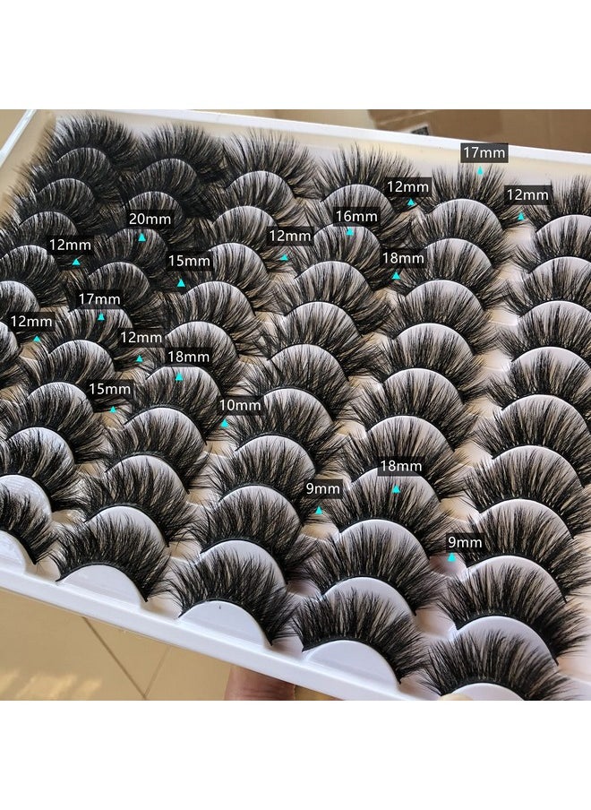 False Eyelashes Fluffy 30 Pairs Pack Faux Mink Lashes 20Mm Long Dramatic 6 Styles Mixed 5D Medium Volume Thick Fake Eyelashes Soft Crossed Makeup Eye Lashes