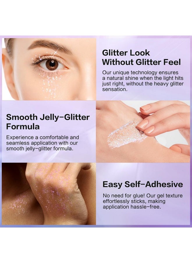 Holographic Body Glitter Gel For Body, Face, Hair And Lip.Color Changing Glitter Gel Under Light. Vegan & Cruelty Free-1.35 Oz (1# Golden Ocean+2# Sparkling Pink)