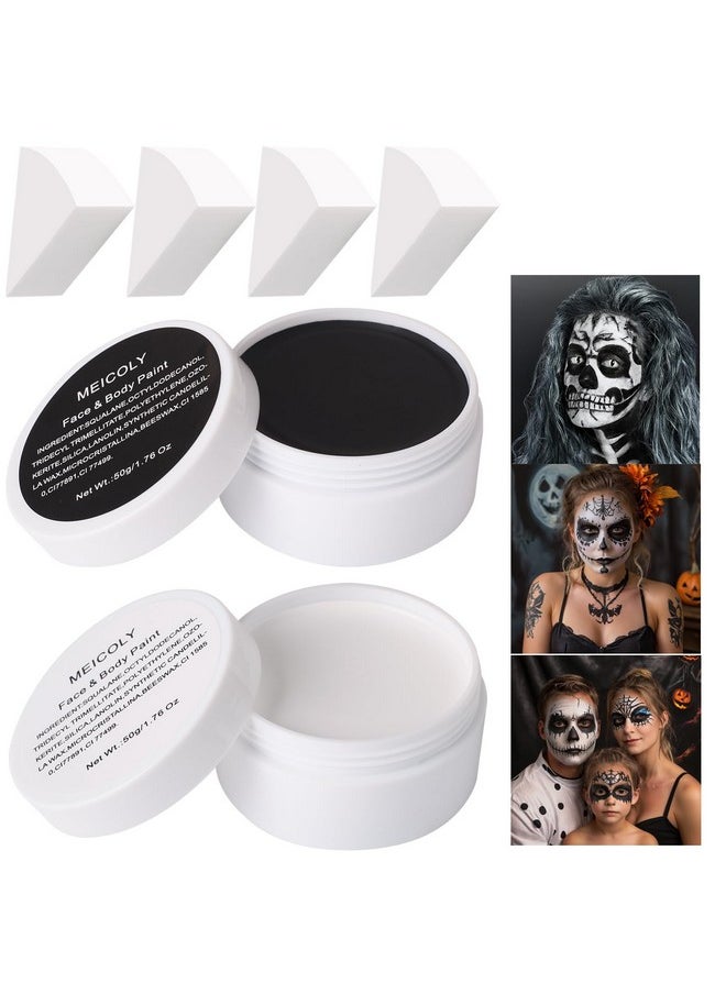 6Pcs Halloween Makeup Kit,Black White Face Paint Clown White Makeup,Classic Pro Oil Based Face Body Paint For Adults And Kids, Sfx Joker Zombie Vampire Skull Skeleton Cosplay,100G/3.53 Oz