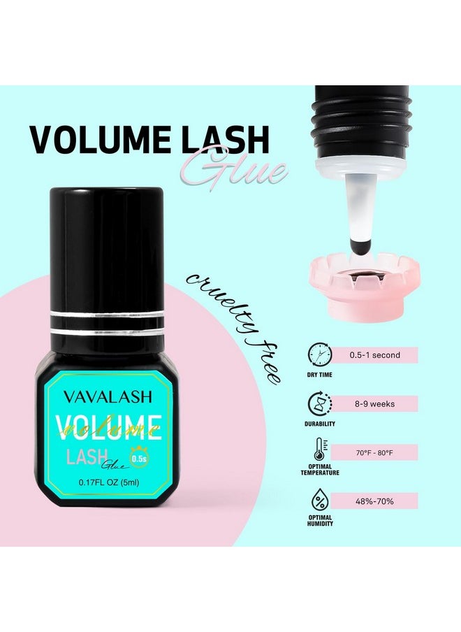 Eyelash Extension Glue Lash Extension Adhesive 0.5-1 Sec Drying Time Retention 9 Weeks Maximum Bond Lash Glue Long Lasting Black Eyelash Glue Professional Lash Artist Use Only (Volume,5Ml)