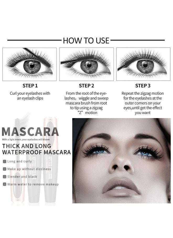 4 Pack 4D Silk Fiber Lash Mascara Extension Voluminous Fiber Mascara Waterproof & Smudge-Proof Mascara Long-Lasting No Flaking Natural No Clumping,All Day Exquisitely Full