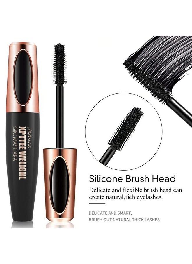 4 Pack 4D Silk Fiber Lash Mascara Extension Voluminous Fiber Mascara Waterproof & Smudge-Proof Mascara Long-Lasting No Flaking Natural No Clumping,All Day Exquisitely Full