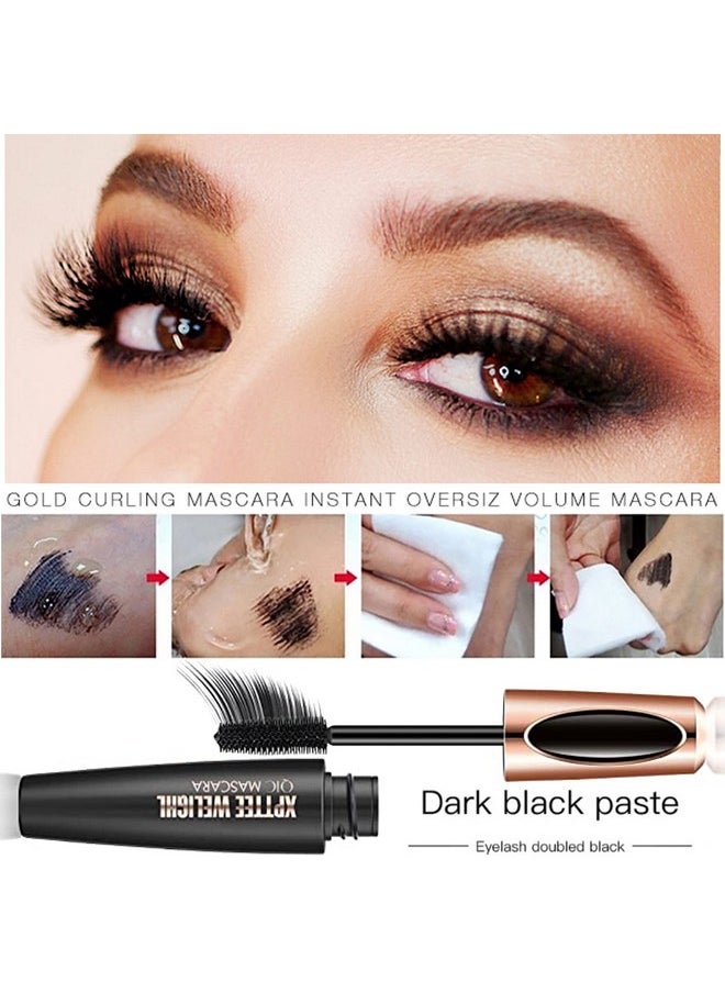 4 Pack 4D Silk Fiber Lash Mascara Extension Voluminous Fiber Mascara Waterproof & Smudge-Proof Mascara Long-Lasting No Flaking Natural No Clumping,All Day Exquisitely Full