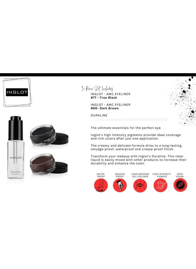 Auty Box Inglot Bundle - Duraline, Amc Eyeliner Gel 77 And Amc Eyeliner Gel 90 (3-Piece)