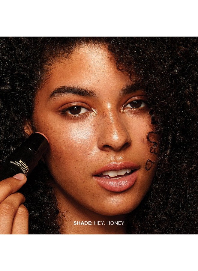 Nudies Glow Cream Highlighter Bronze + Glow 3-In-1 All Over Face Colour For Eyes, Cheeks, Lips W/Blending Brush (Hey Honey)