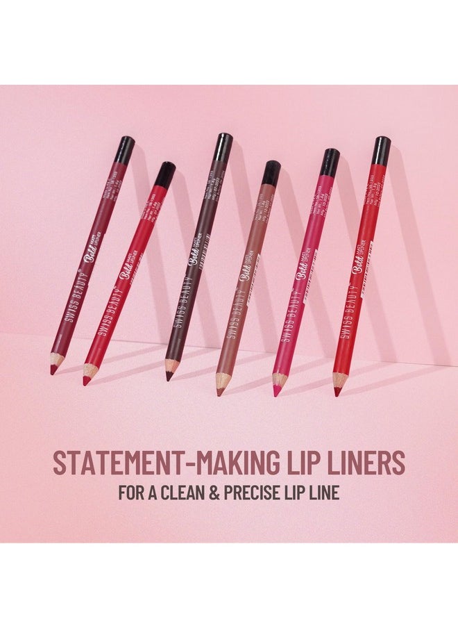 Bold Matt Lip Liner | Set Of 12 | Long-Lasting |Matte Finish | Non-Drying, 19.2Gm