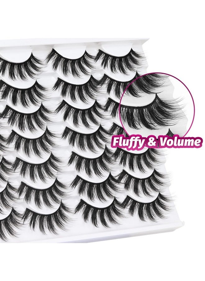 Lashes 3D Faux Mink Lashes Fluffy False Eyelashes Natural Look 14 Pairs Lashes Pack Luxury Wispy Fake Eyelashes (3D07)