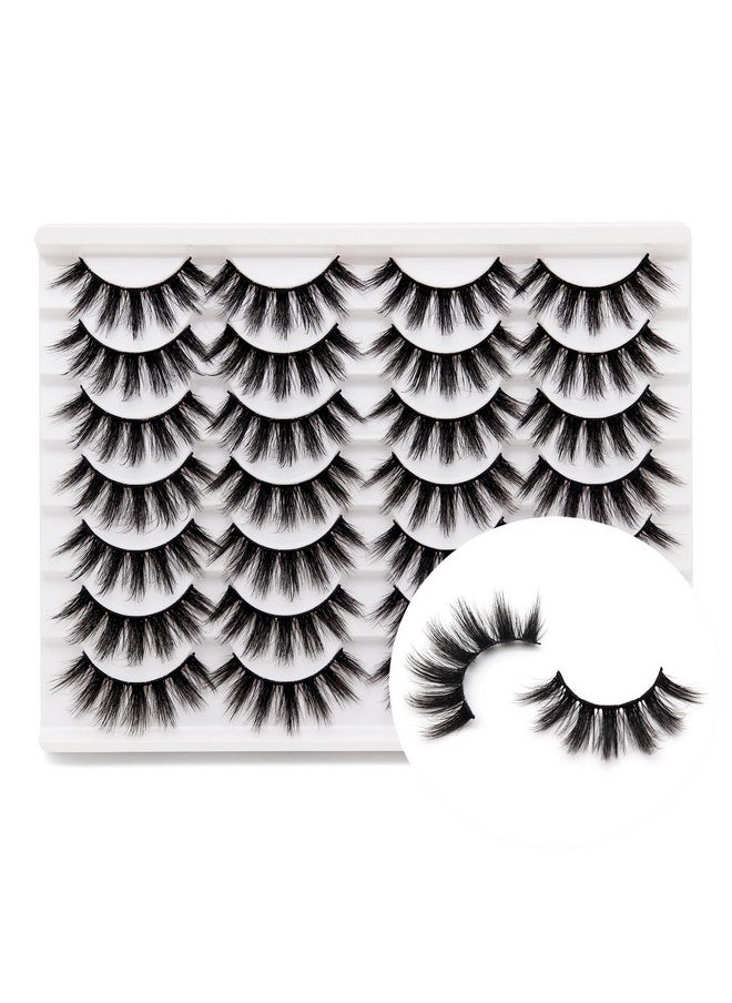 Lashes 3D Faux Mink Lashes Fluffy False Eyelashes Natural Look 14 Pairs Lashes Pack Luxury Wispy Fake Eyelashes (3D07)