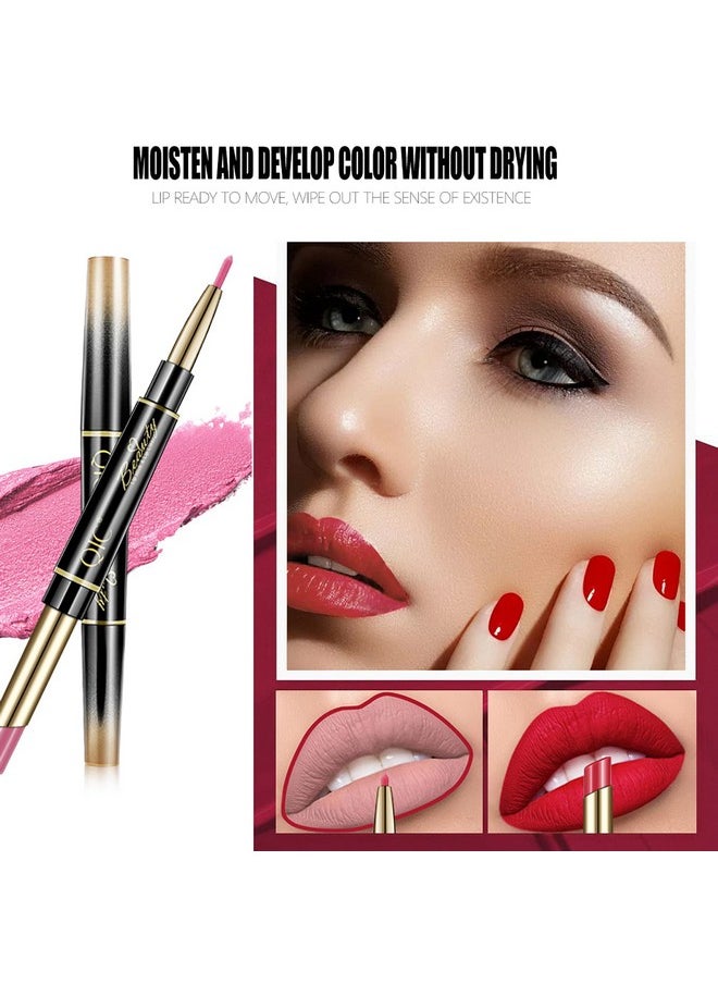 مجموعة مكياج أحمر الشفاه وقلم تحديد الشفاه من 6 قطع، أحمر أرجواني/أرجواني داكن/أحمر قرمزي/برتقالي فاتح/وردي/أحمر ياقوتي مع قلم تحديد الشفاه ومجموعة هدايا أحمر الشفاه للاستخدام اليومي/السفر/الحفلات/العمل
