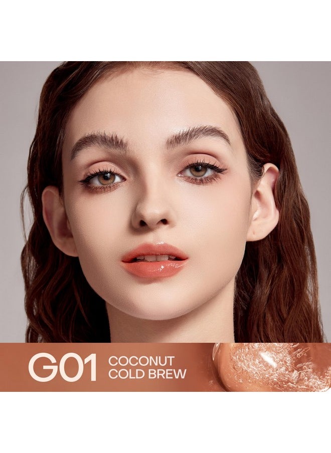 Lip Gloss Thai Latte Long Lasting Lip Glaze Non-Sticky Lip Tint Gloss With 1% Peptide Glossy Finish G01 Coconut Cold Brew 0.1Fl Oz 1 Count