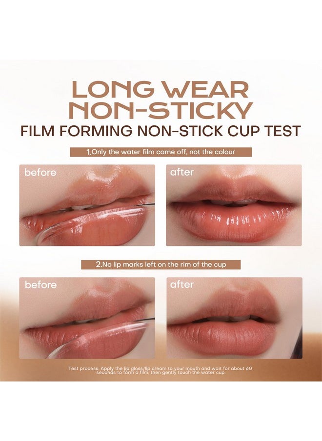 Lip Gloss Thai Latte Long Lasting Lip Glaze Non-Sticky Lip Tint Gloss With 1% Peptide Glossy Finish G01 Coconut Cold Brew 0.1Fl Oz 1 Count