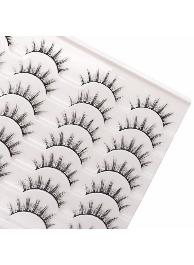 Manga Lashes Fluffy Faux Mink Lashes 14 Pairs Natural False Lashes Pack Wispy Short Anime Lashes Look Like Individual Clusters (3D1009)