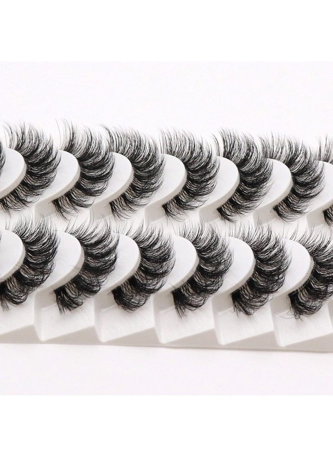 Russian Strip Lashes With Clear Band Looks Like Eyelash Extensions D Curl Lash Strips 10 Pairs Pack (Dt11)