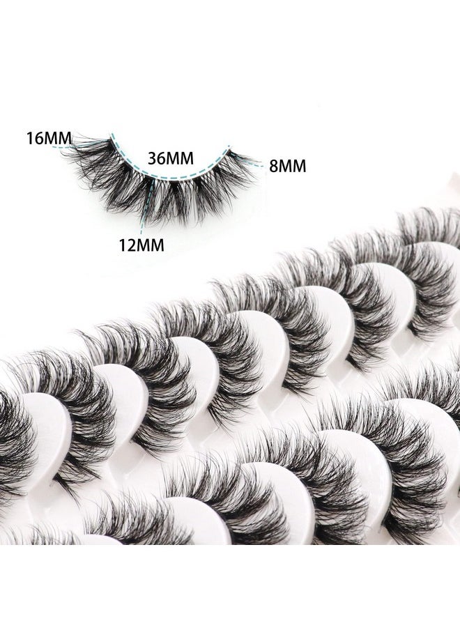 Russian Strip Lashes With Clear Band Looks Like Eyelash Extensions D Curl Lash Strips 10 Pairs Pack (Dt11)