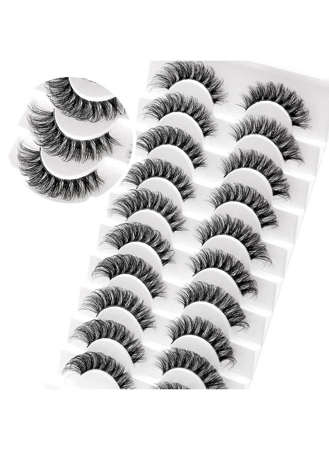 Russian Strip Lashes With Clear Band Looks Like Eyelash Extensions D Curl Lash Strips 10 Pairs Pack (Dt05)