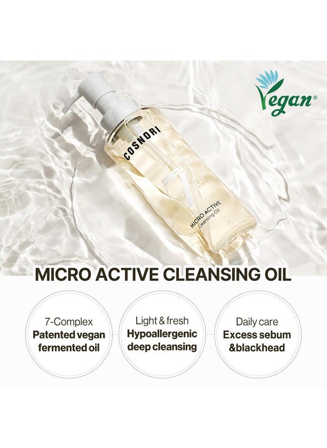 Micro Active Cleansing Oil - Korean Vegan Facial Cleansing Oil, Fresh And Light Finish - Gentle Makeup Remover For Face, Hypoallergic, Fermented Oil Complexes, 6.7 Fl.Oz.