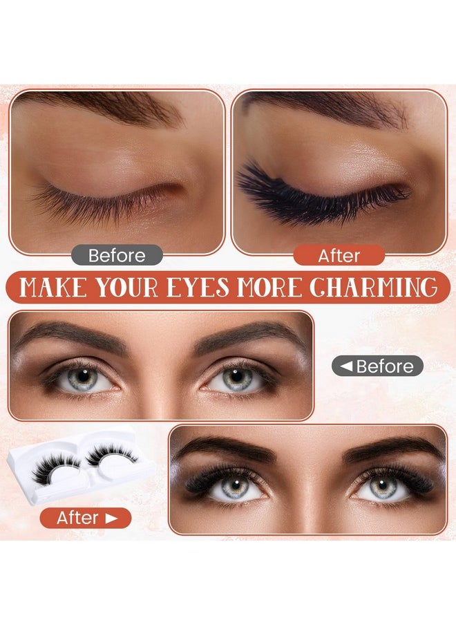 16 Pair Reusable Self Adhesive Eyelashes Waterproof Stable False Lashes Self Stick Easy To Apply False Eyelashes With Tweezers For Women Natural No Eyeliner Look, Black(Thick Style)