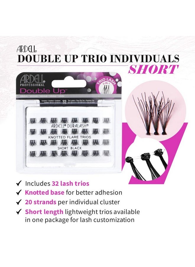 False Eyelashes Double Trio Individuals Short Black 4 Pack