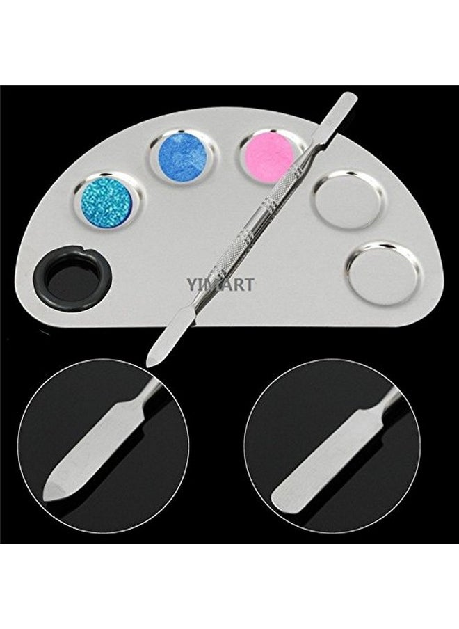 ® Stainless Steel Makeup Palette Cosmetic Five Holes Mixing Pallete Spatula