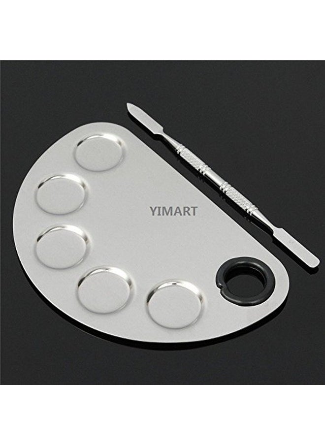 ® Stainless Steel Makeup Palette Cosmetic Five Holes Mixing Pallete Spatula