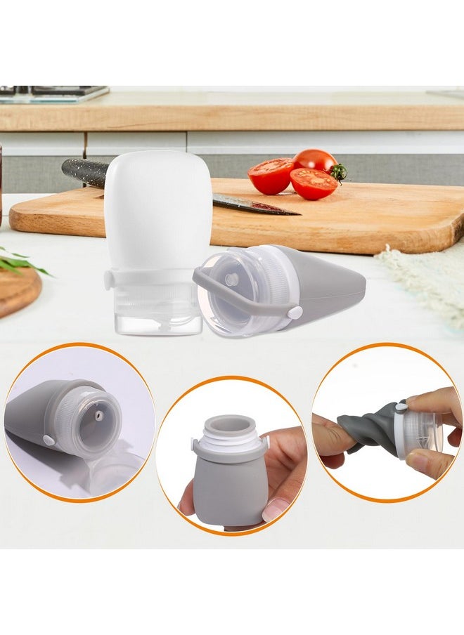 1Oz Silicone Travel Bottles, Sauce Salad Dressing Bottles Ketchup Condiment Container Small Tsa Approved Squeeze Bottles For Toiletries, Leak Proof Shampoo Conditioner (4 Pieces)