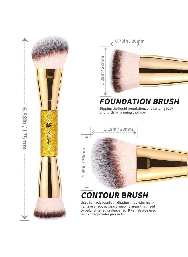 Foundation Brush Contour Bronzer Makeup Brush Double Ended Self Tanner Brush Sculpting Brush For Blending Liquid Powder Concealer Cream Cosmetics Blush Buffe