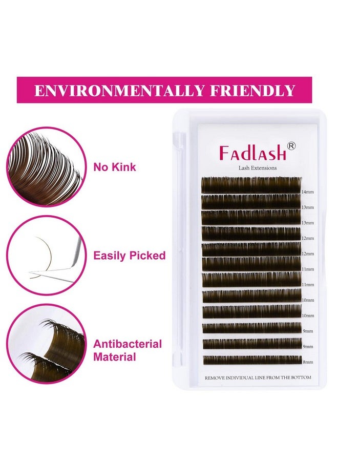 Eyelash Extensions D Curl Individual Lashes 0.15 Mixed Tray 8-14Mm Brown Lash Extensions Supplies Classic Eyelashes Professional Salon Use (0.15-D, 8-14Mm Mix)