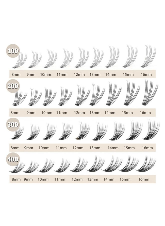 Individual Lashes, Lash Clusters, 240 Pcs 10D Individual Lash Extensions, Natural Soft Lightweight Reusable, Thickness 0.07Mm C Curl False Eyelashes 8/9/10/11/12Mm (10D 8-12Mm)